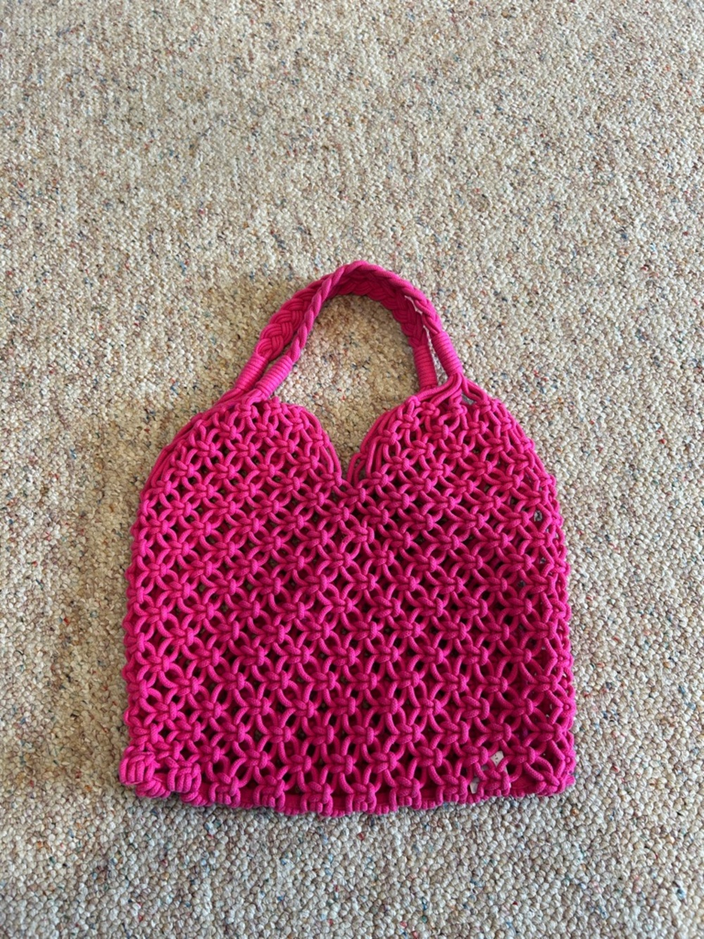 J. Crew Bright Fuchsia Handwoven Macramé Tote